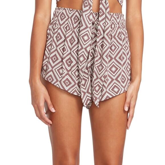 Volcom Retrospectacle High Waist Shorts in Brown - Picture 1 of 9